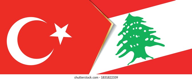 Turkey and Lebanon flags, two vector flags symbol of relationship or confrontation.