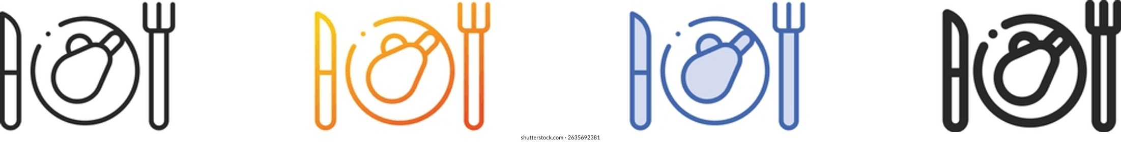 turkey leg icon.Thin Linear, Gradient, Blue Stroke and bold Style Design Isolated On White Background