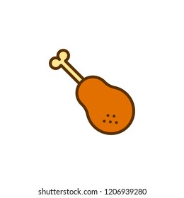 Turkey leg Thanksgiving Day lineal color icon.Icons for web and mobile design.