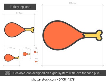 Turkey leg vector line icon isolated on white background. Turkey leg line icon for infographic, website or app. Scalable icon designed on a grid system.