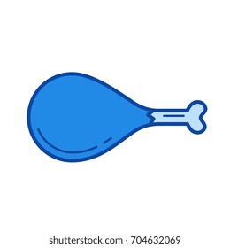 Turkey leg vector line icon isolated on white background. Turkey leg line icon for infographic, website or app. Blue icon designed on a grid system.