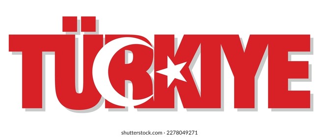 Türkische Buchstaben Reflektion der Flagge. Vektorgrafik einzeln auf weißem Hintergrund, EPS