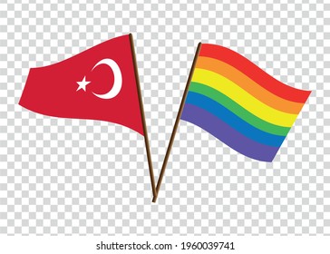 Turkey and LGBT flags. Graphics and design.