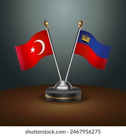 Turkey and Liechtenstein table flags relation with gradient backgrund. Vector Illustration