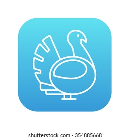 Turkey line icon for web, mobile and infographics. Vector white icon on the blue gradient square with rounded corners isolated on white background.