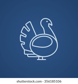 Ícone de linha Turquia para web, celular e infográficos. Ícone azul claro vetorial isolado no plano de fundo azul.