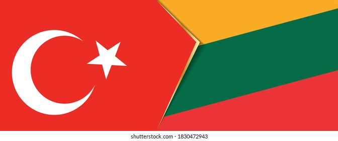 Turkey and Lithuania flags, two vector flags symbol of relationship or confrontation.