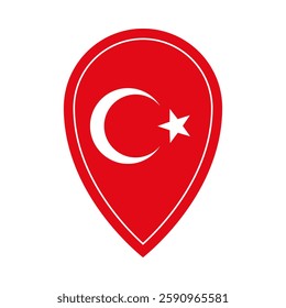 Turkey location pin isolated on a white. Location pointer for indicating locations related to Turkey. Vector icon for mobile apps, UI and web design