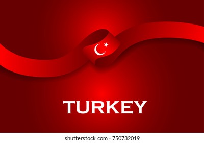 Turkey luxury style flag ribbon classic style. Vector Illustration