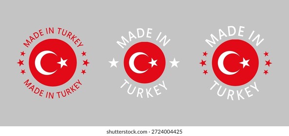 Turquia Feito em Carimbo em círculo com bandeira sobre fundo branco