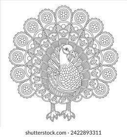 Turkey mandala coloring page for Adult