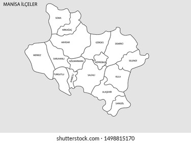 Turkey, Manisa district map drawing