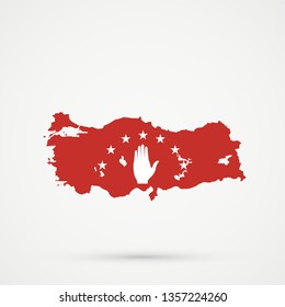 Turkey map in Abazins ethnic flag colors, editable vector.