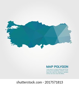 Türkische Karte Abstrakte geometrische abgerundete dreieckige Low-Poly-Farbverlauf-Grafik auf weißem Hintergrund
