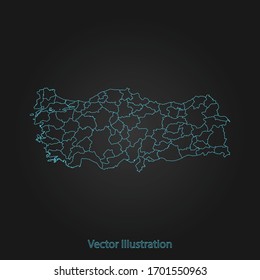 Turkey map - Abstract mash line and point scales on dark background with Turkey. flat design style, clean and modern. Vector Illustration eps10