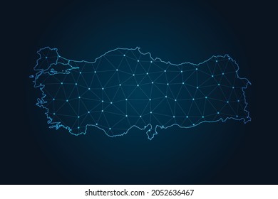turkey map , Abstract mash line and point scales on dark background for your web site design map logo, app, ui,Travel. Vector illustration eps 10.