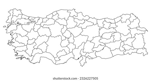 Turkey map with administrative divisions. Vector illustration.