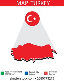 Turkey map area vector illustration flag geography