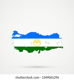 Turkey map in Bashkortostan flag colors, editable vector.