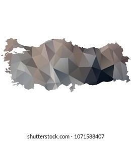 turkey map - Black, grey, geometric rumpled low poly style gradient graphic background, polygonal design for your. Vector illustration eps 10.