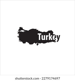 Turkey map and black lettering design on white background