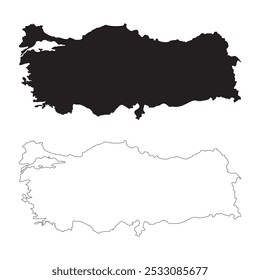 Turquía Mapa Negro Esquema Diseño De Vector Ilustración Eps