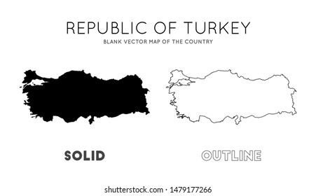 Turkey map. Blank vector map of the country. Borders of Turkey for your infographic. Vector illustration.