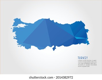 Turkey map blue Color on white background polygonal