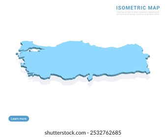 Mapa de Turquía azul sobre fondo blanco con Vector isométrico.