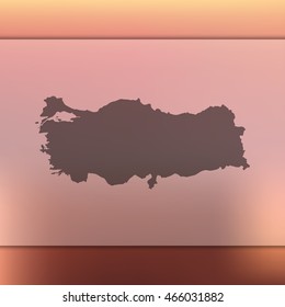 Turkey map. Blurred background with silhouette of Turkey map. Vector silhouette of Turkey map