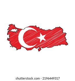 Turkey map with chalk effect vector graphics