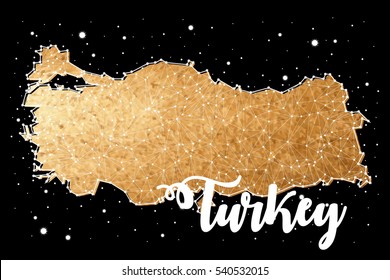 Turkey map. constellation gold