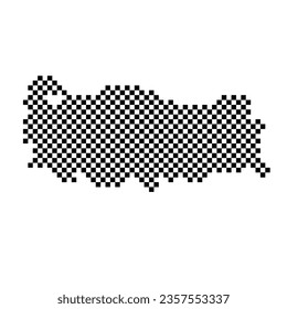 Turkey map country from checkered black and white square grid pattern 