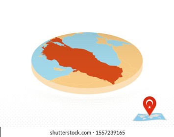 Turkey map designed in isometric style, orange circle map of Turkey for web, infographic and more.