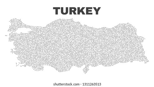 Turkey map designed with little points. Vector abstraction in black color is isolated on a white background. Random little dots are organized into Turkey map.