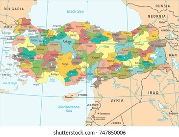 Turkey Map - Detailed Vector Illustration svg