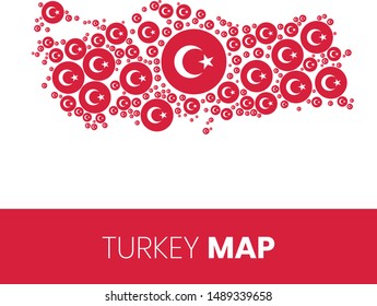 Turkey map filled with flag-shaped circles, Turkey map with flag