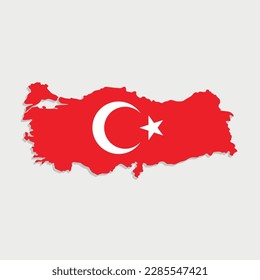 turkey map with flag on gray background