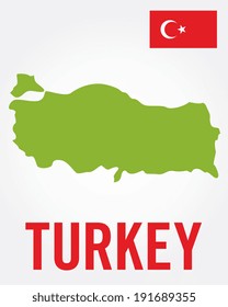 Turkey Map and Flag Set - Vector