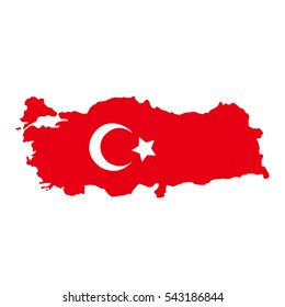 Turkey map and flag in white background