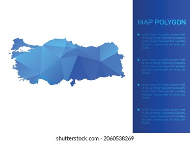 Turkey map in geometric blue polygonal style modern design on white background. Vector illustration map in geometric blue polygonal style modern design on white background. Vector illustration.