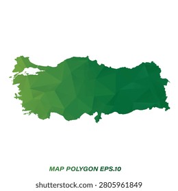 Turkey map in geometric Green polygonal style modern design on white background. Vector illustration.