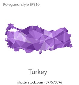 Turkey map in geometric polygonal style.Abstract gems triangle,modern design background.