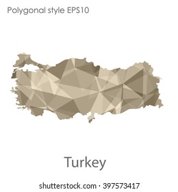 Turkey map in geometric polygonal style.Abstract gems triangle,modern design background.