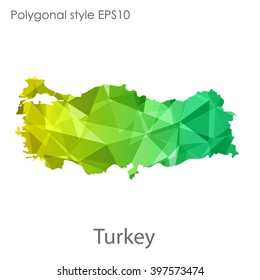 Turkey map in geometric polygonal style.Abstract gems triangle,modern design background.
