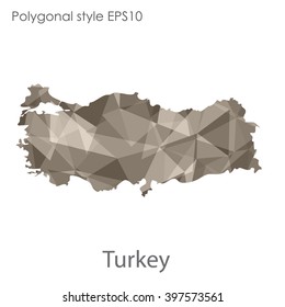 Turkey map in geometric polygonal style.Abstract gems triangle,modern design background.
