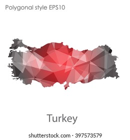 Turkey map in geometric polygonal style.Abstract gems triangle,modern design background.