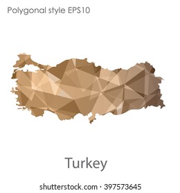Turkey map in geometric polygonal style.Abstract gems triangle,modern design background.