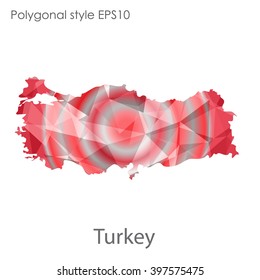 Turkey map in geometric polygonal style.Abstract gems triangle,modern design background.