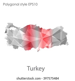 Turkey map in geometric polygonal style.Abstract gems triangle,modern design background.